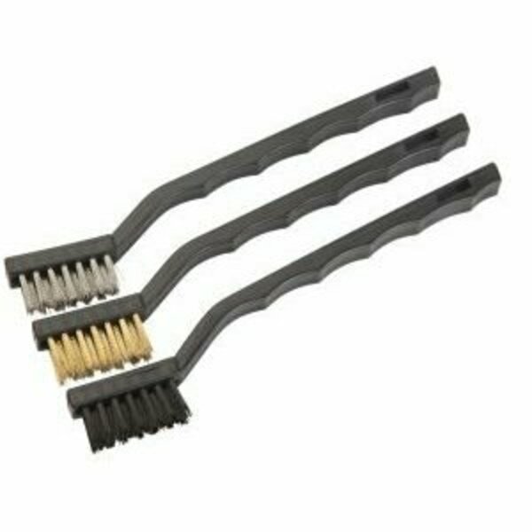 Tolsen 3pc Wire Brush Set 7 Ergonomic, Non-Slip Handle, Includes Nylon, Brass & Stainless Steel Brushes 32059T